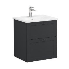 Vitra Root Classic 68845 Lavabo Dolabı, İki Çekmeceli, 60 Cm, Mat Grafit, Yuvarlak Lavabolu